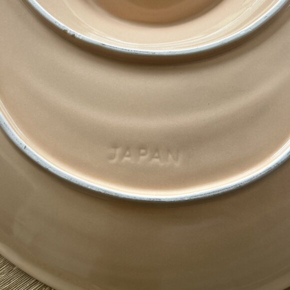 Vintage Peach Clam Shell Ceramic Pottery Platter ROUND 12" JAPAN Chip & Dip - Picture 4 of 4